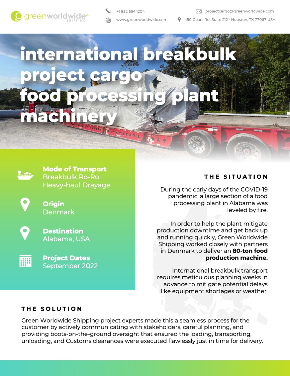 International Breakbulk Project Cargo Food Processing Plant Machinery