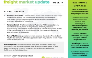 green worldwide shipping, freight market update, week 17