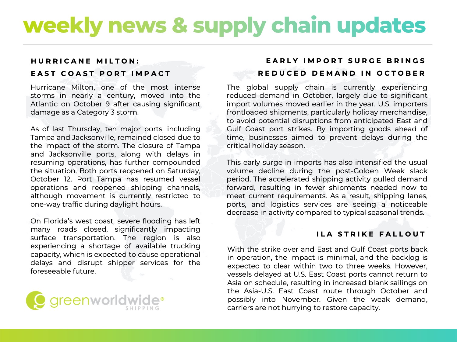 Freight Market Update Week 42 20247 Hurricane Milton, ILA strike, congestion, capacity, freight market update