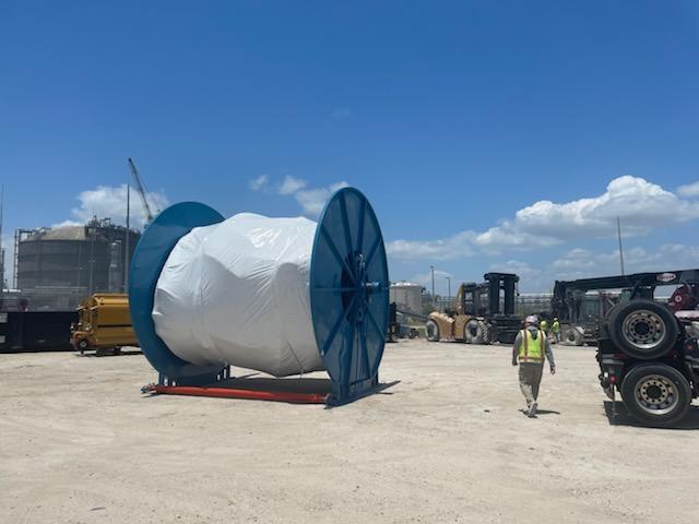heavy haul trucking, heavy lift, cable reel, Port of Houston, Port Houston, project management, project cargo, MAFI trailer