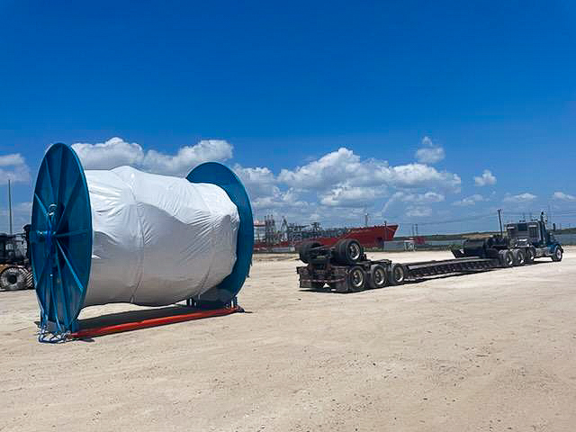 heavy haul trucking, heavy lift, cable reel, Port of Houston, Port Houston, project management, project cargo, MAFI trailer,