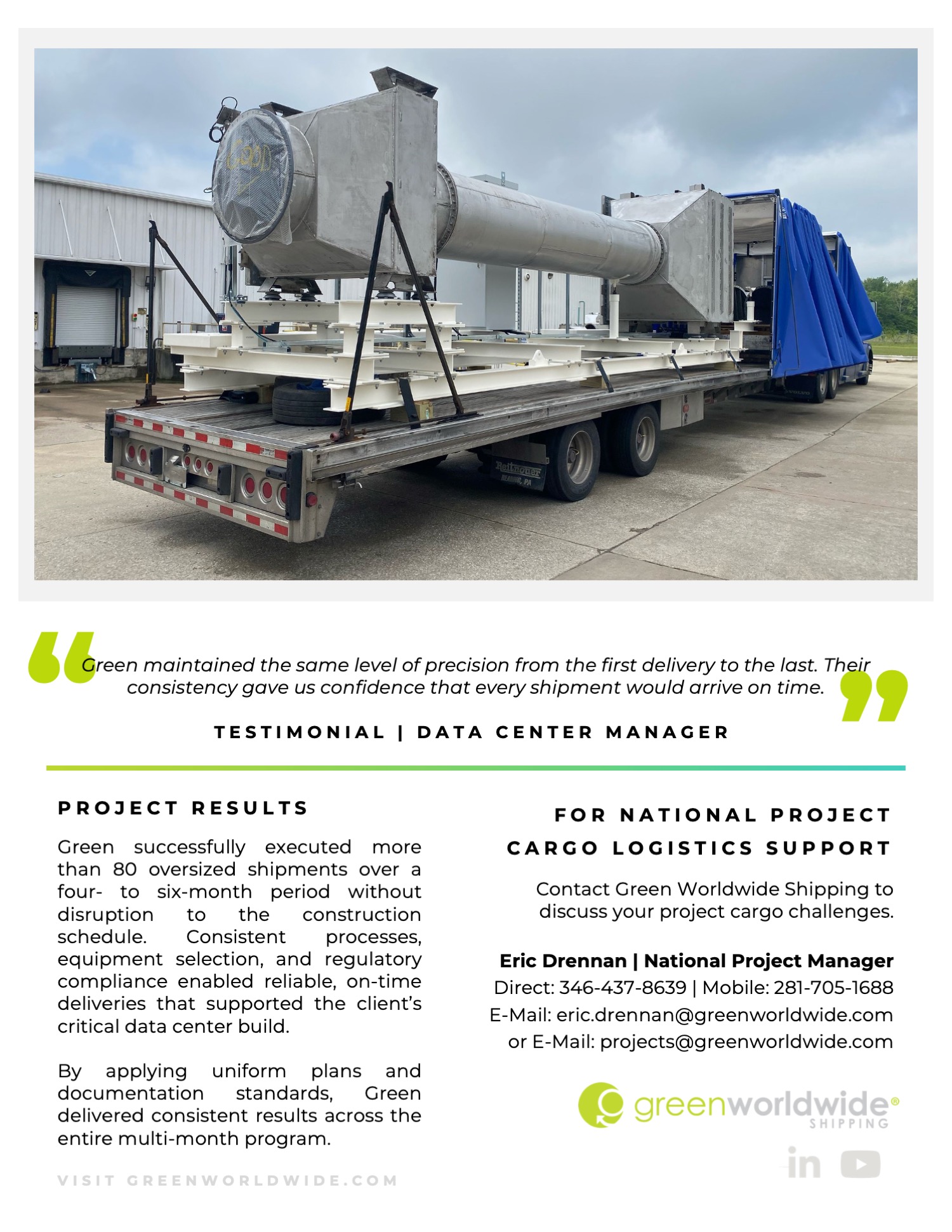 heavy haul, connestoga trailer, data center, project cargo