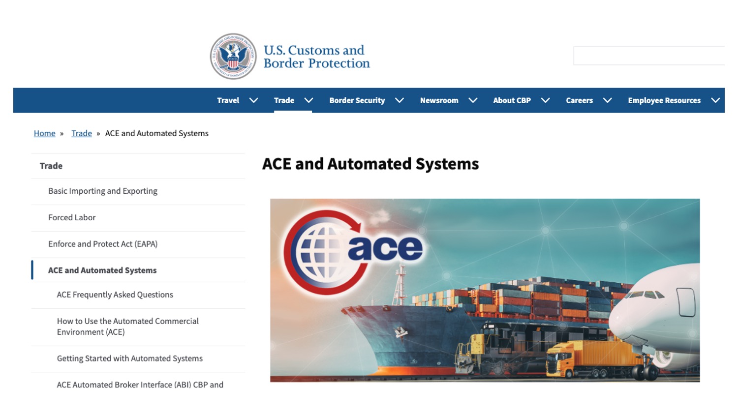 CBP, ACE, Manifests, Automated Rejection