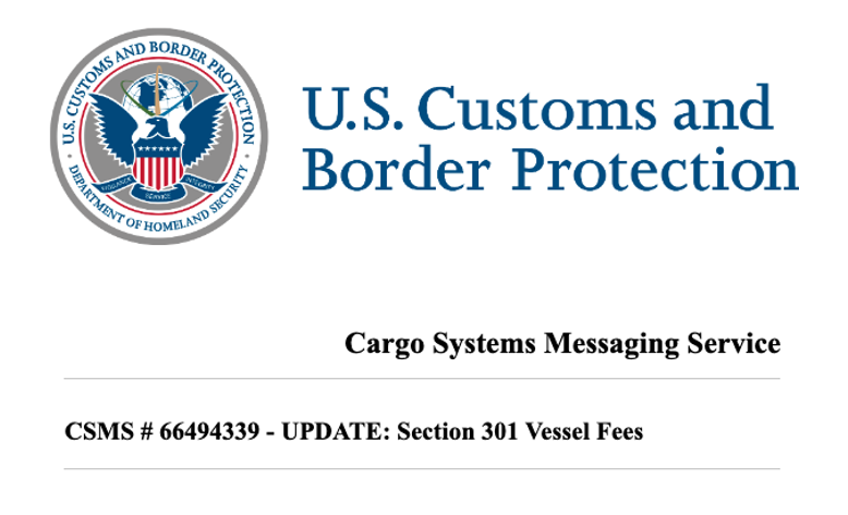 Section 301, Foreign-Built Vessel Fees, U.S. Port Fees, China-Built Vessel Fees, CBP