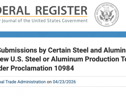 SECTION 232 TARIFF ADJUSTMENT PROCESS TIED TO NEW U.S. STEEL AND ALUMINUM PRODUCTION COMMITMENTS