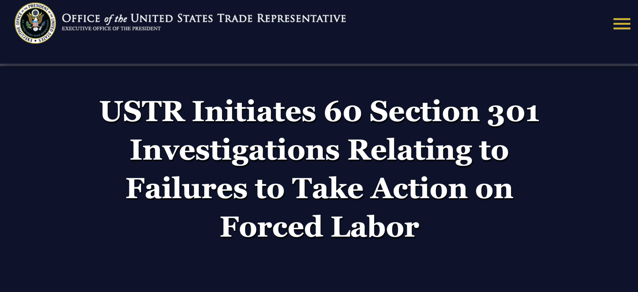 USTR proposes 10% and 12.5% tariffs on imports from 60 economies under a Section 301 forced labor investigation.
