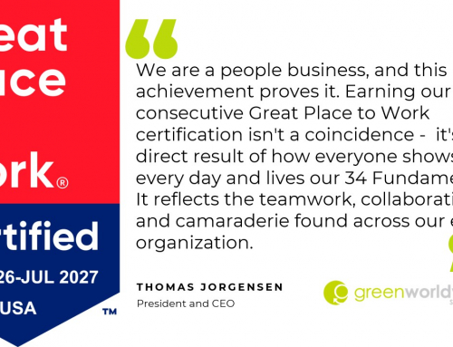 GREEN WORLDWIDE SHIPPING EARNS GREAT PLACE TO WORK CERTIFICATION FOR FOURTH CONSECUTIVE YEAR